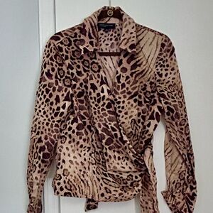 Jones of New York wrap leopard blouse